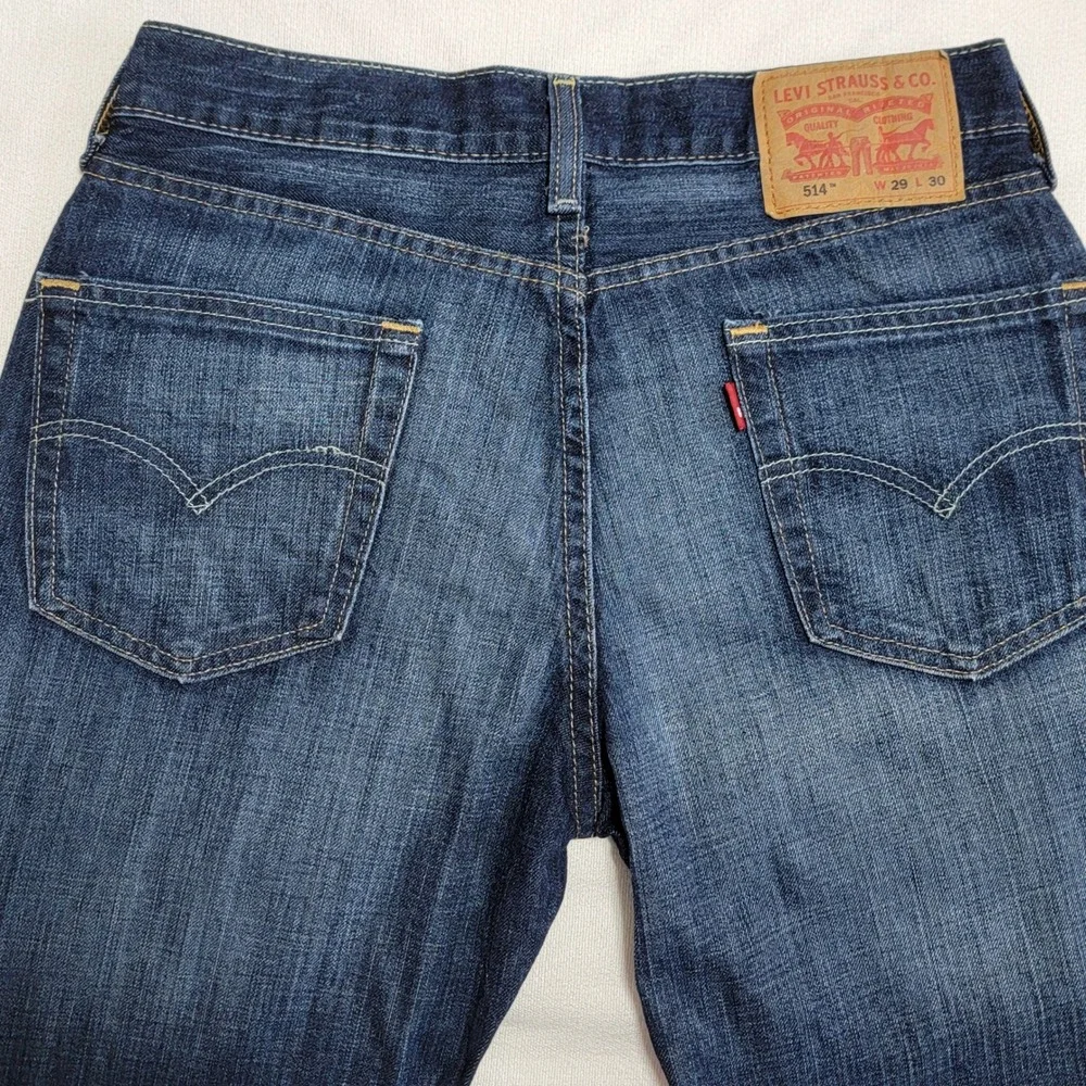 Levi's 514 Straight Fit Blue Jeans Dark Wash Men 29x30 Classic Americana Casual